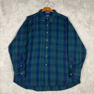 VTG 90s Sir Pendleton Wool Shirt Black Watch Tartan Green Blue USA Made Men 2XL